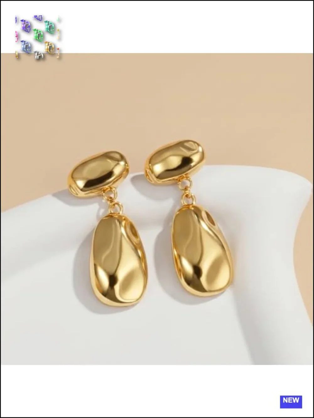 Gold and Silver Two Tone Statement Chunky Earrings Drop Dangle Trendy